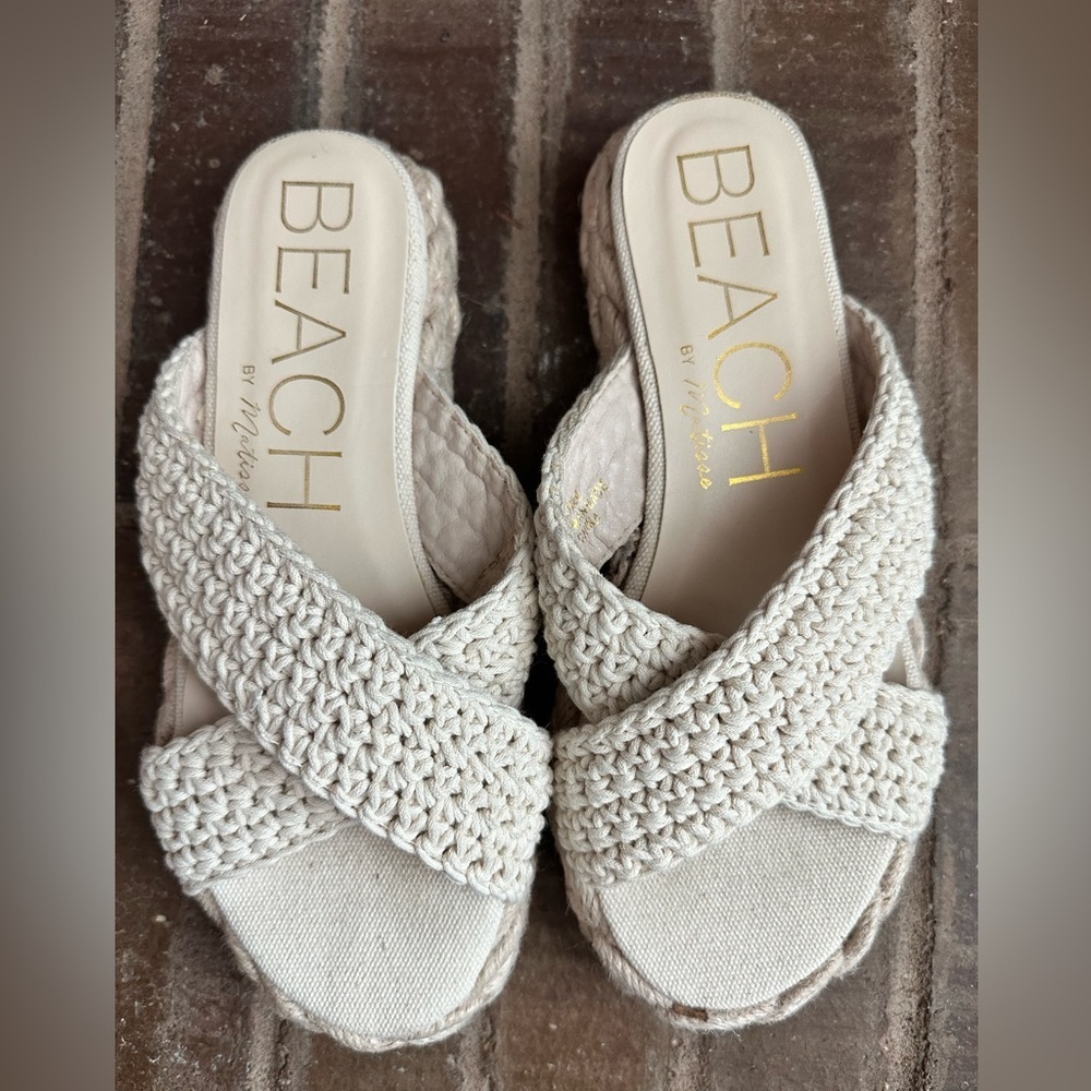 Beach by Matisse Reflection Natural Raffia Platform Sandals - Size 8